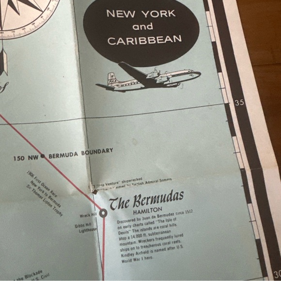 Vintage PAA Pan American Am Flight Map New York and Caribbean 1950’s - Picture 6 of 10